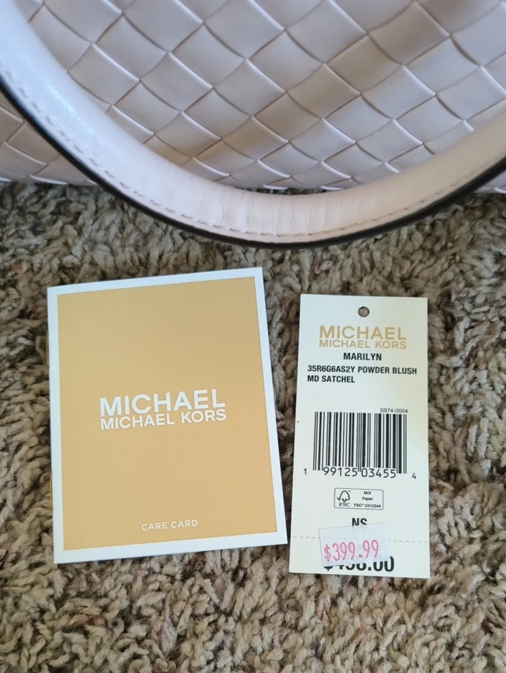 MICHAEL Michael Kors Powder Blush Woven Leather Satchel